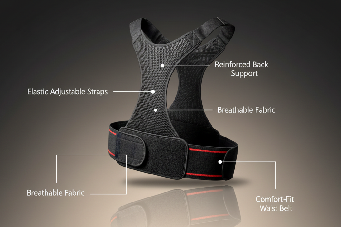 Back Posture Corrector Belt for Men & Women | Adjustable | Free Size